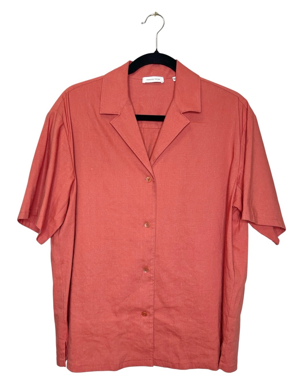 Rebecca Taylor Elevated Basic Oversized Linen Blend button front top size Small